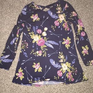 Girls Navy flower dress shirt size 10-12